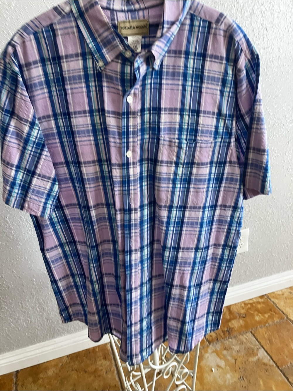 Scandia Woods Men's Purple & Blue Plaid Button-Down Shirt